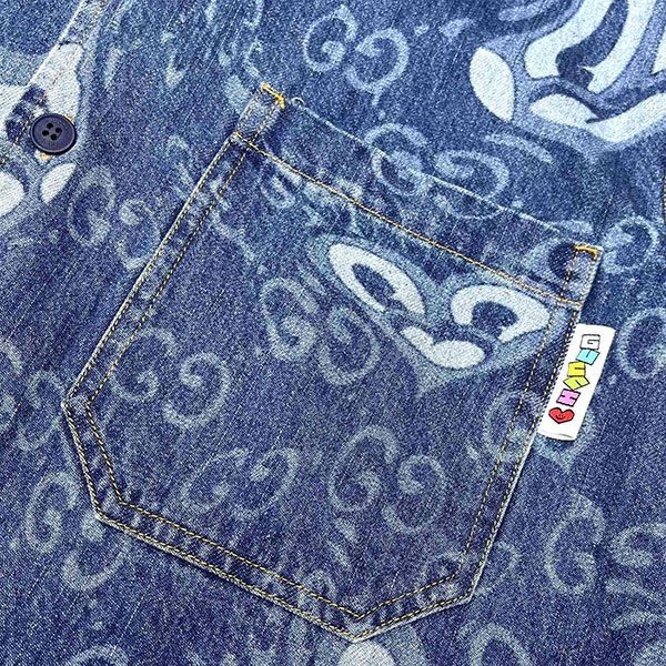 入手困難 グッチ GGリキッドハーツデニムシャツ コピー guh82196